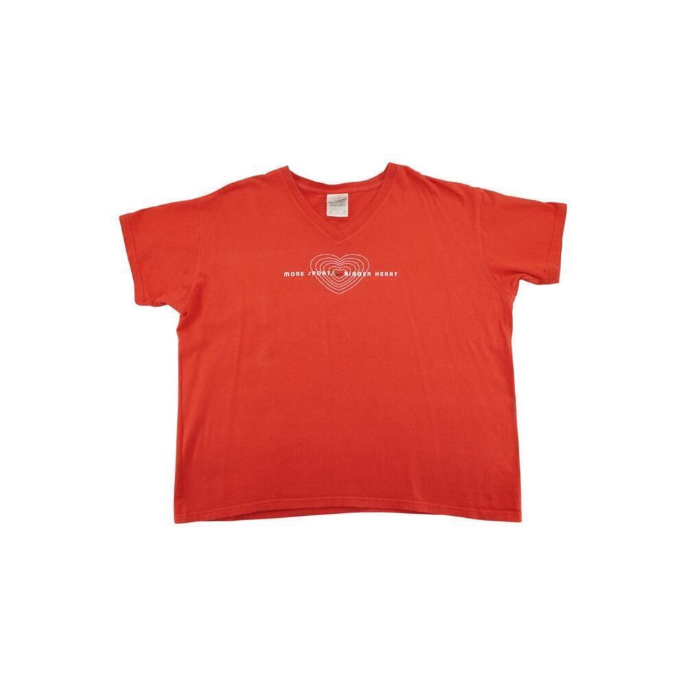 Nike Shirt Women's XXL Red Logo Graphic Tee V-Neck Short Sleeve Stretch Adult